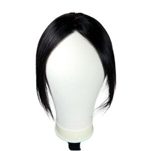 Natural Black Human Hair Lace Silk Base 3 Clip 10 Inch Hair Topper